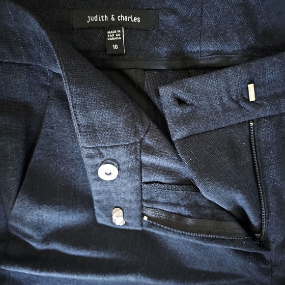 Judith and Charles wool pencil trousers, pinstripe navy - Picture 2 of 3